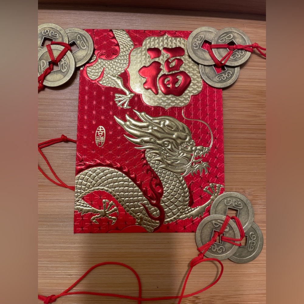 Red Lucky Money Envelope 3 Feng Shui Coin Set - Picture 5 of 13